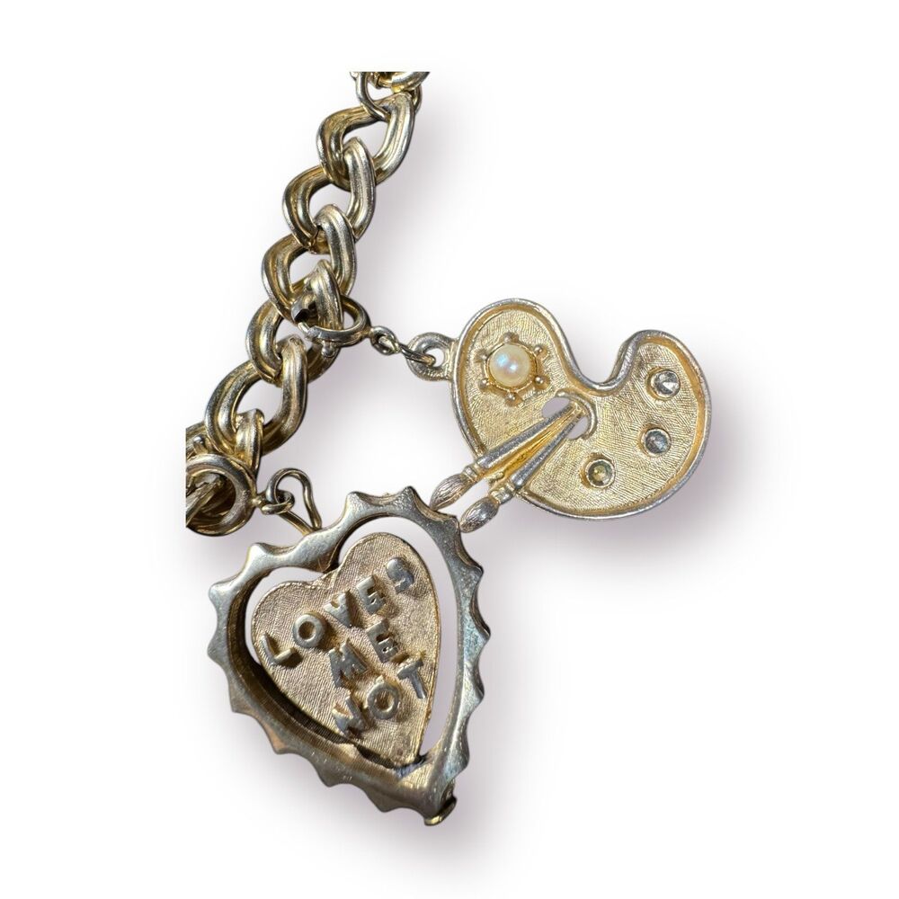 Antique Gold Charm Bracelet Rare Unique‎ Charms Vintage - Picture 2 of 9